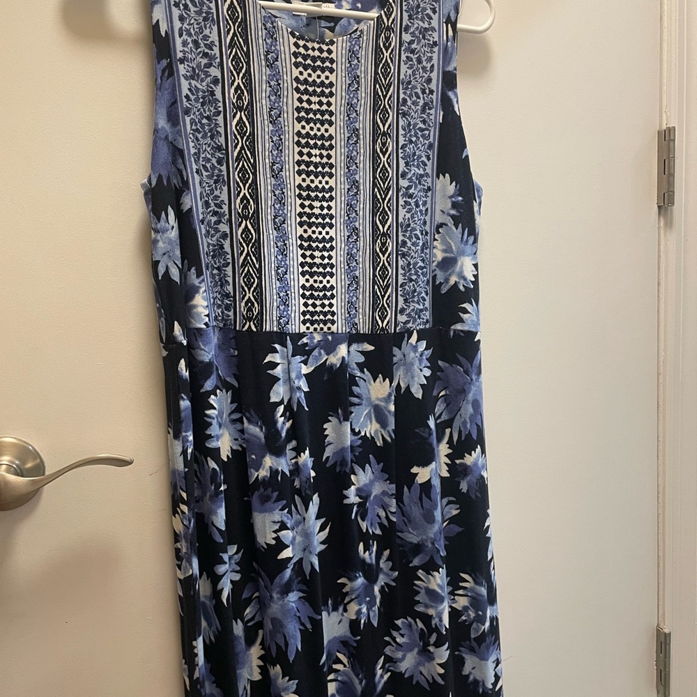 J. Jill Blue and Black Patterned Dress